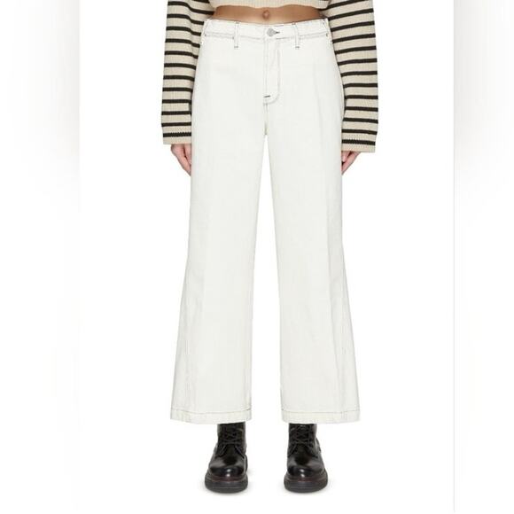 Frame Denim Jeans Le Pixie Baggy Palazzo Size 29 Chalked Cream 100% Cotton - Picture 3 of 14